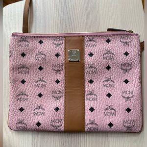 MCM Visetos Monogram Logo Crossbody Bag Pink EUC